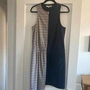 Tibi Sana Check Colorblock Dress